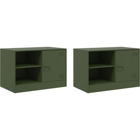 Maison Exclusive - TV-Schränke 2 Stk. Olivgrün 67x39x44 cm Stahl