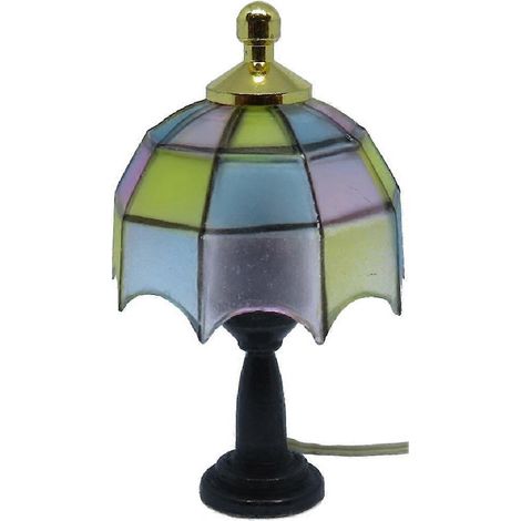 Lampe miniature pour maison de poupée, abat-jour Tiffany noir, éclairage électrique 12 V ( )