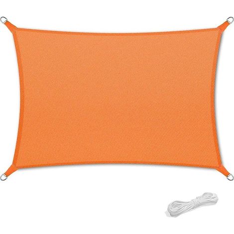 Voile d'ombrage 2x4m Auvent Résistante aux Imperméable pour Patio & Terrasse Jardin de Protection Solaire 90% Une Protection des Rayons UV avec Corde Libre Rectangulaire Orange (1/5)