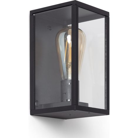 Ledkia – Applique extérieure aluminium et verre Atrium noir – Type E27 – 1 ampoule requise – Design élégant pour espaces commerciaux et vitrines (1/5)