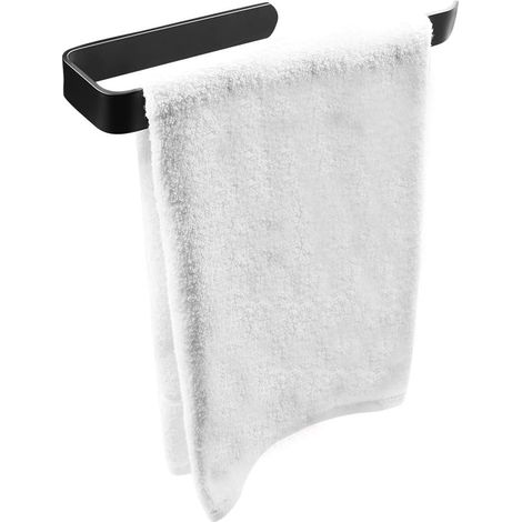 Black Hand Towel Holder, Self Adhesive & Wall Mounted Bathroom Towel Rail Aluminum Alloy Bath Towel Hanger NO Drilling Bathroom Towel Rod Shower Towel Rack for Bathroom Kitchen, 16810cm (1/5)