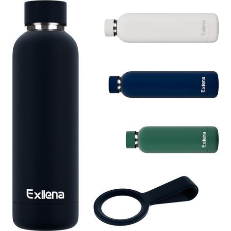 Edelstahl Trinkflasche 500ml - 24h Kalt / 12h Warm, Auslaufsicher, Schwarz