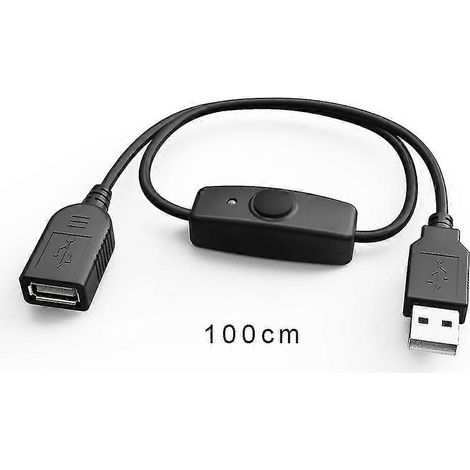 Rallonge USB 2.0 avec bouton marche/arrêt et indicateur LED, 1 m (1/5)