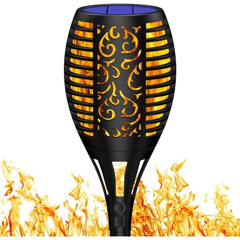 Lumière solaire de torche Lampe Torche de Jardin Torche Solaire Imperméable Lumières Solaire de Flammes Exterieur  Decoration Flamme Solaire Pour Jardin,Chemins(pack de 1)