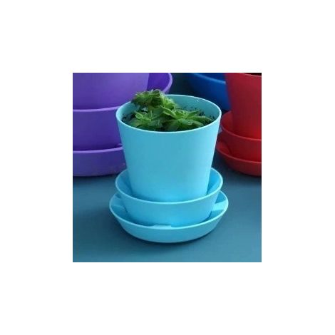Pot de fleurs multifonctionnel portable, mignon, créatif et amusant avec réserve d'eau automatique -- Pot de fleurs à réserve d'eau automatique - Bleu --