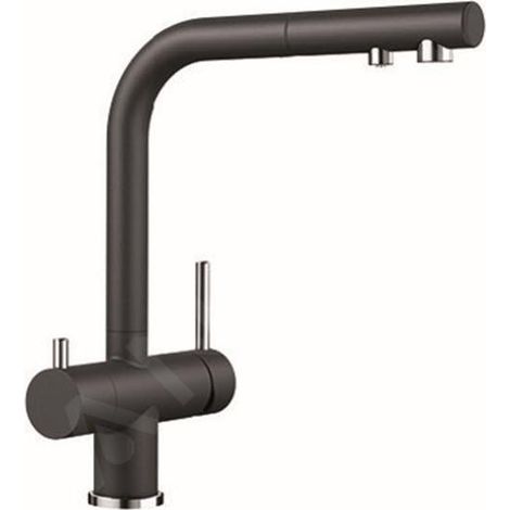 Blanco Fontas S II - Mitigeur d'évier avec douchette extractible et filtration, noir 526158 (1/4)