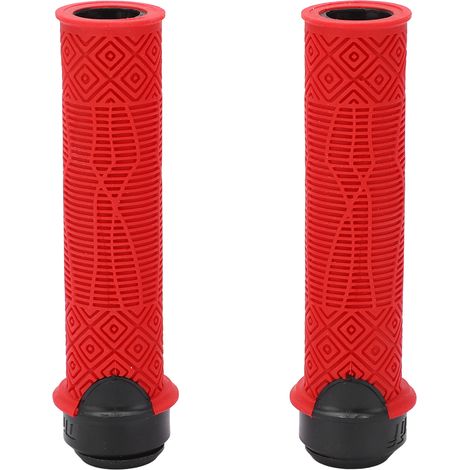 Set mit 2 rutschfesten, langlebigen, ergonomischen und hohlen Fahrradgriffen aus Gummi zum Schutz des Lenkers (rot). (1/5)