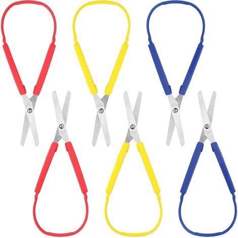 Ciseaux,Ciseaux Enfants,Ciseaux à Boucle,pour Petites Mains et Besoins Spéciaux,Ciseaux Ouverture Facile-6 pcs (1/4)