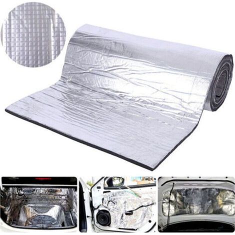 Tapis d'isolation thermique, acoustique et phonique autocollant pour voitures, imperméable, pour capot et coffre, 150 x 50 cm x (1/4)