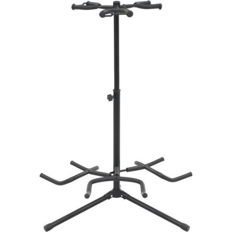Support de guitare en acier noir, hauteur réglable 80 à 102 cm, supporte 3 guitares, fixation stable pour instruments à cordes (1/2)