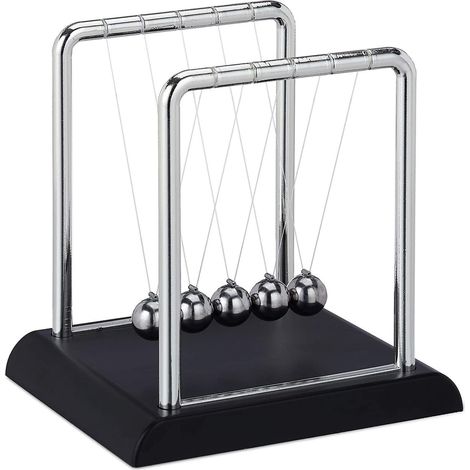 Pendule de Newton Argenté, 5 Boules Métalliques, Décoration Physique de Bureau, 13,5x13,5x11,5 cm, Objet Décoratif Classique pour Table
