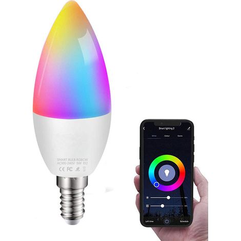[JAMAIS UTILISÉ]Ampoule Connectée WiFi LED E14 5.5W Ampoule Intelligente Compatible avec Alexa et Google Home, Télécommande, Commande Vocale, Couleur Dimmable, Aucun Concentrateur Requis, [Classe éner (1/5)