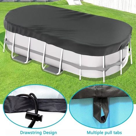 Bâche solaire ovale 488x305 cm – Robuste, imperméable et anti‑poussière pour piscine hors‑sol (1/4)