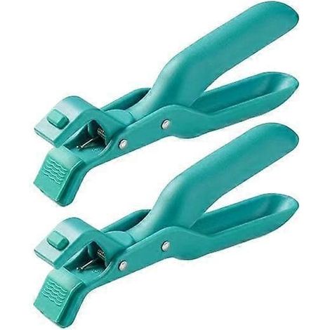 Lot de 2 pinces anti-brûlure en silicone pour bols, plats et assiettes, multifonctionnelles et ergonomiques, avec poignée, support pour couvercles et poêles, pince pour soulever les assiettes (vert). (1/4)