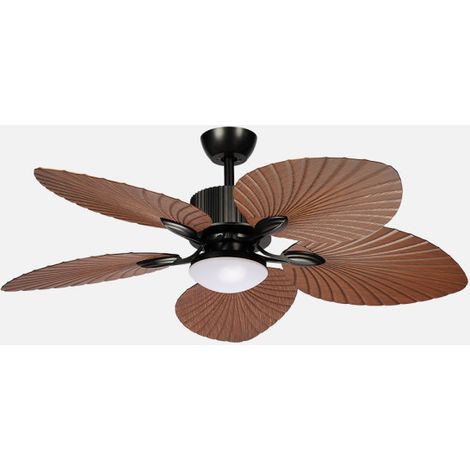 Ventilador Dc Torcal 24w Negro/roble 5aspas 6vel 130d Luz Opcional 2880lm 3000-4500-6500k Remoto+memoria+temporizador