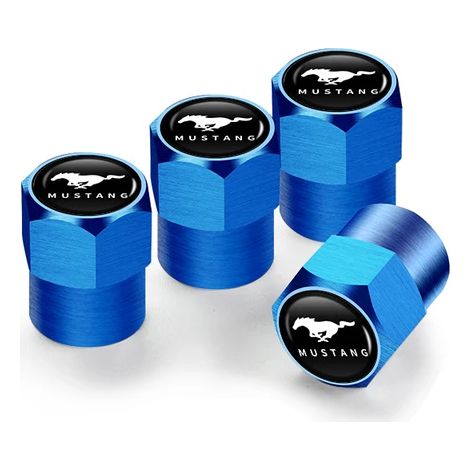 (Hexagone bleu) 4 bouchons de valve de pneu de voiture compatibles avec ST Racing RS S Mustang Kuga Fiesta Fusion Mondeo Edge Focus (1/5)