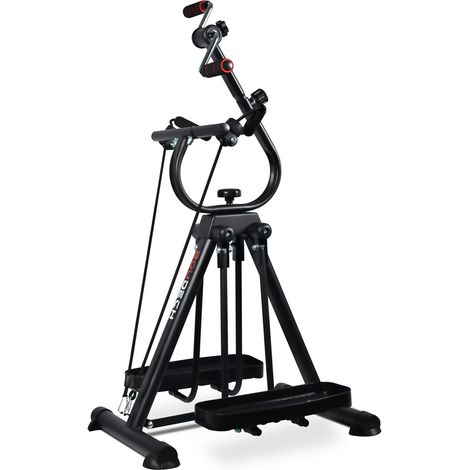 Cyclette biciclo per riabilitazione muscolare braccia e gambe con stepper e bande elastiche push-up design modulare e regolabile.