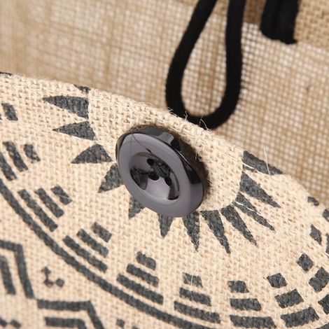 Sac en Jute Vintage Carré - Tote Bag Bohème (L) 40x36x15cm - Sac Shopping Naturel et Durable (1/5)