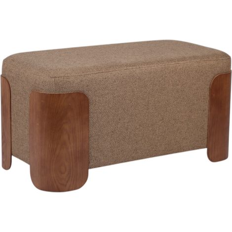 Amadeus - Banc en tissu marron et bois L80 cm Aubépine