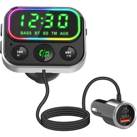 Adaptateur audio pour voiture, émetteur FM, convertisseur, émetteur-récepteur radio sans fil BT5.0 (1/5)
