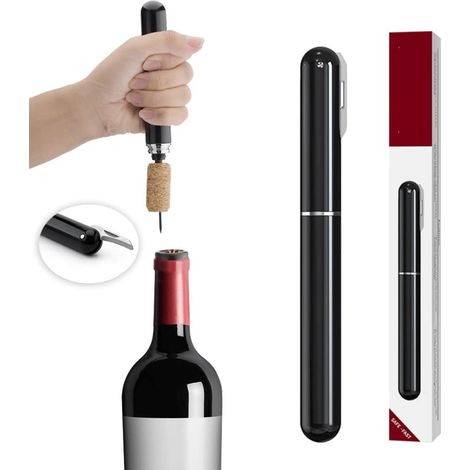 HOXILEELEO - Ouvre-bouteille à air comprimé avec coupe-capsule - Ouvrez les bouteilles facilement et préservez les bouchons. Facile à utiliser. Rouge. (1/5)