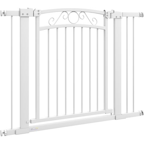 Porte pour chien ajustable 76-104 cm avec 2 extensions, double verrouillage blanc