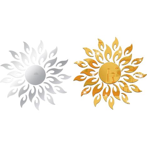 2pcs Autocollants Miroir Muraux Tournesol en PS Autocollant sans Tache Surface Miroir pour Porte et Fenêtre Décoration Maison Moderne (1/5)
