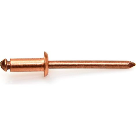 Rivet Tête Ronde Standard cuivre tige acier 3X8 Epaisseur de serrage 3 à 5 - 1 pièce (1/5)
