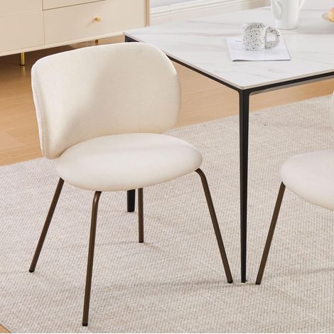 Silla comedor chenilla respaldo curvo crema OKMYHOME (1/5)