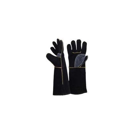 Gants résistants au feu et à la chaleur extrêmes, cuir avec coutures en kevlar, parfaits pour cheminée, poêle, four, grill, soudage, barbecue, mig, support à marmite, traitement des animaux(14 p