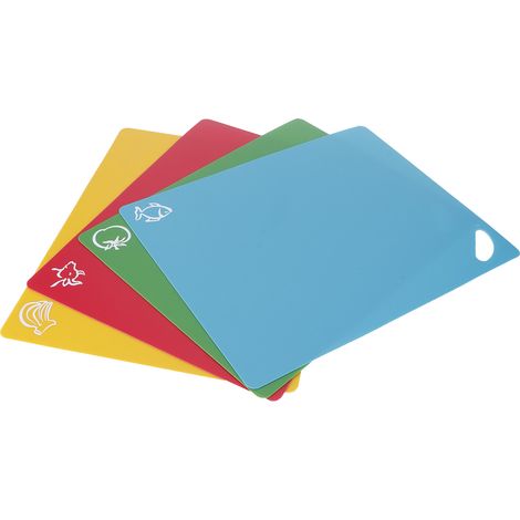 4 flexible, rutschfeste Schneidebretter aus Polypropylen (PP), 1,2 mm dick, für Gemüse und Fleisch, 4er-Set (1/5)