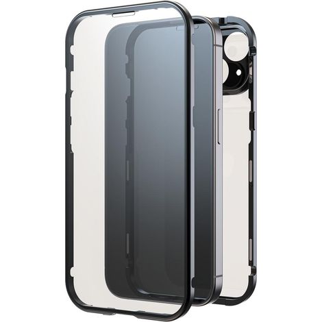 Black Rock 360° Glass Handyhülle für iPhone 16, Schwarz