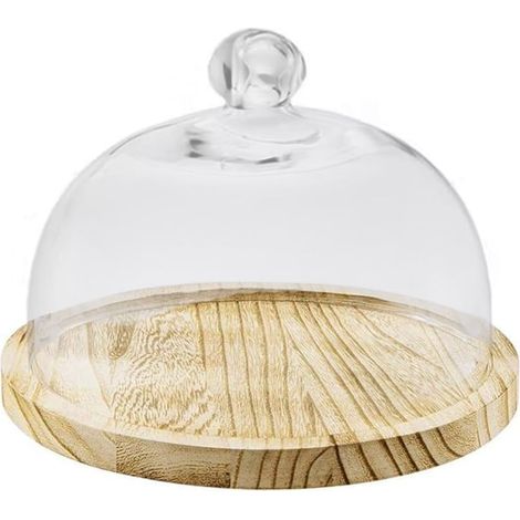 Campana in Vetro Trasparente per dolci e torte con Base in Legno - Misura 25x18 cm (1/4)