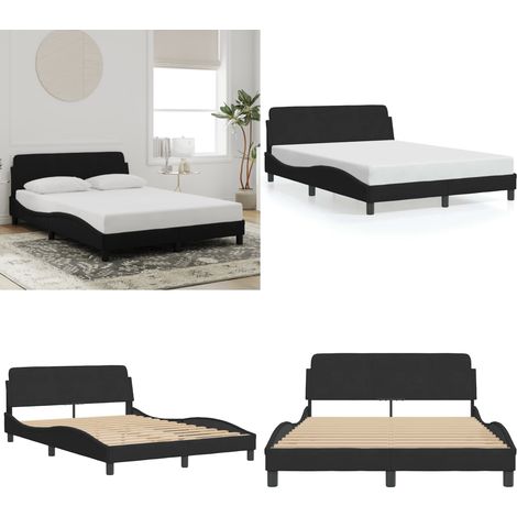 Bettgestell ohne Matratze Schwarz 120x200 cm Samt - Samtbettwäsche - Doppelbett - Boxspringbett - Schlafzimmer Dekoration - Modernes Bett - Home & Living