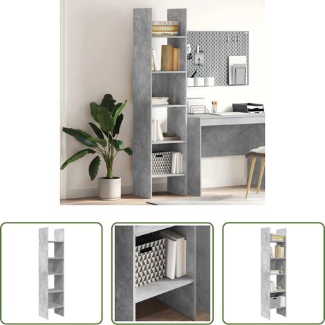 vidaXL Bücherregal 40x35x180 cm - Bücherregal Betongrau 40x35x180 cm Holzwerkstoff (1/5)