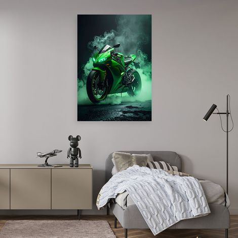 Wandbild Grünes Motorrad 60x90 (1/4)