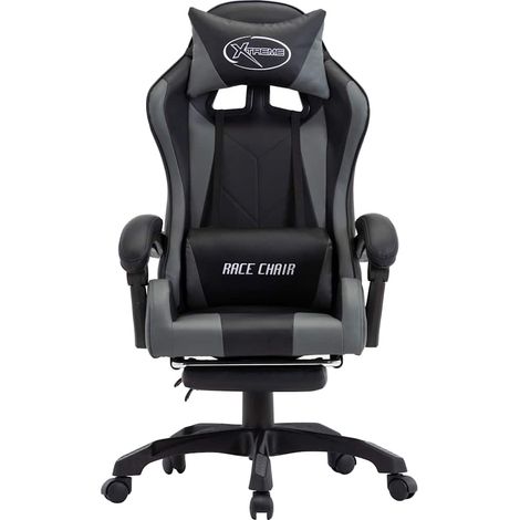 Maison Exclusive - Gaming-Stuhl mit Fußstütze Grau und Schwarz Ku (1/5)