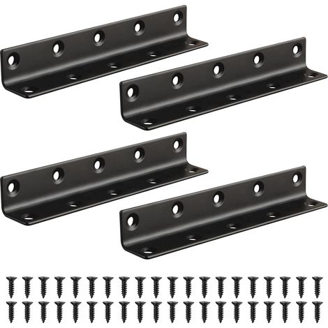 Connettori angolari a L, confezione da 4, staffe metalliche a L in acciaio inox, adatte per mobili, scaffali, armadi, rinforzi e riparazioni. (1/5)