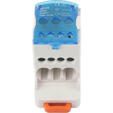 Boîte de Distribution Electrique 16mm² Bornier Connecteur de Fil Electrique Boîte de Distribution de Bornier de Rail DIN (1/4)