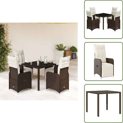 5-tlg. Garten-Bistro-Set mit Kissen Braun Poly Rattan - Bistro Set - Bistro Sets - Bistroset - Garten Bistro Set (1/5)