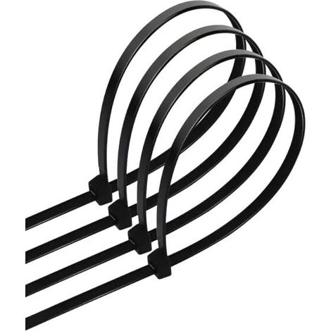 Lot de 100 serre-câbles en nylon - 7,2 x 500 mm - Noir - pour la fixation et l'organisation des câbles.