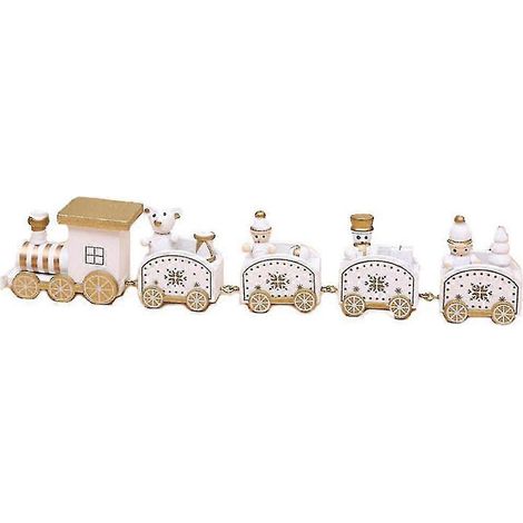 Tren navideño de madera pintada, decoración navideña, juguetes de regalo para niños, mini adornos para regalos de festivales (1/5)