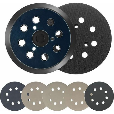 Zoll 8-Loch-Exzenter-Klett-Ersatzschleifpad, kompatibel mit Makita Exzenterschleifern BO5010, BO5030K, BO5031K, BO5041K, mit 5 x Schleifpadlöchern