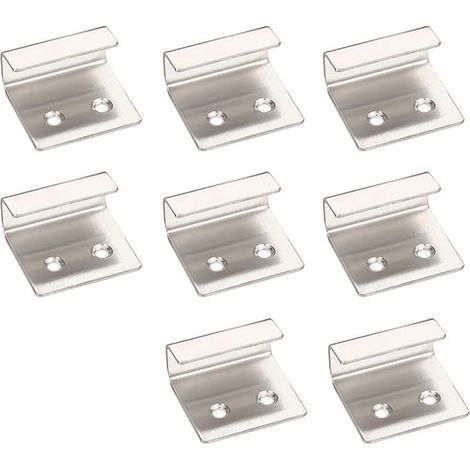 Lot de 8 supports de suspension pour carrelage en acier inoxydable de 15 mm d'épaisseur, kit de fixation pour miroir, support de présentation robuste pour carrelage en céramique (argent) (1/5)