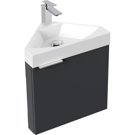 Gäste WC Eckbadmöbel Diamant Slimline Gästebad SoftClose grafit (1/5)