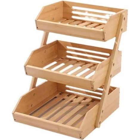 Panier fruits bambou 3 niveaux, étagère rangement cuisine pour pain snacks et aliments (1/5)