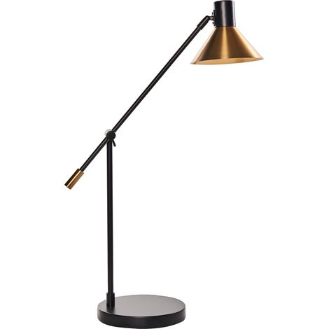 Lámpara de mesa moderna metal hierro pantalla y brazo ajustables negro y dorado Pinkeen (1/5)