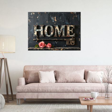 Wandbild Home Schild Rosen Typografie Retro 100x70 (1/4)