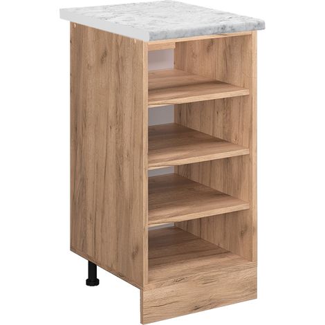Küchenregal R-Line, Goldkraft Eiche, 40 cm , AP Marmor, Vicco