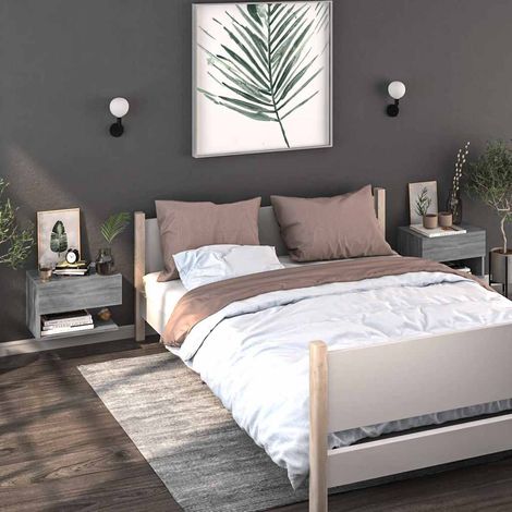 816949 vidaXL Wall-mounted Bedside Cabinets 2 pcs Grey Sonoma (1/5)